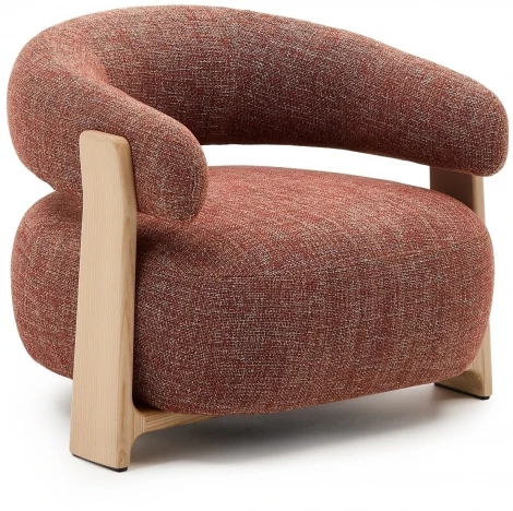 Granite Кресло из терракотового шенилла и массива ясеня в натуральной отделке La Forma (ex Julia Grup) арт.207781