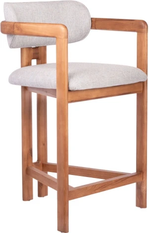 Стул полубарный Rich рогожка бежево-голубая с ножками цвета орех Bradex Home арт.RF 0861