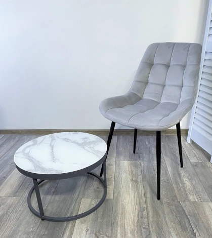 Стул ХОФМАН, цвет Серый Confetti, велюр / черный каркас