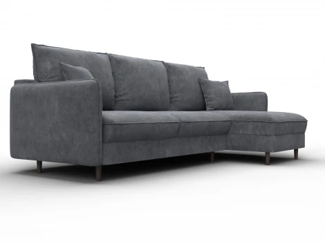 Диван угловой Лига-064 НПБ угол универсальный (ДСП/Дерево/Велюр/Темно-серый) Лига Диванов 129641