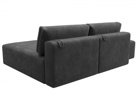 Диван угловой модульный с пуфом Лига-060 НПБ угол универсальный (ЛДСП,Брус,Фанера/Пластик/Велюр/Темно-серый) Лига Диванов 129694