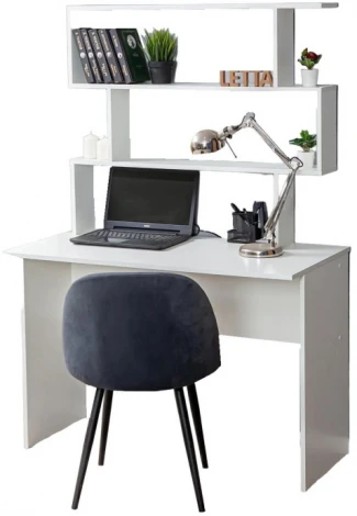 Письменный стол Woodville Дижон с надстройкой белое тиснение 553675