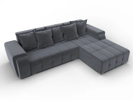 Диван угловой Лига-121 правый угол (ДСП,Брус,Велюр/Серый) Лига Диванов 137348