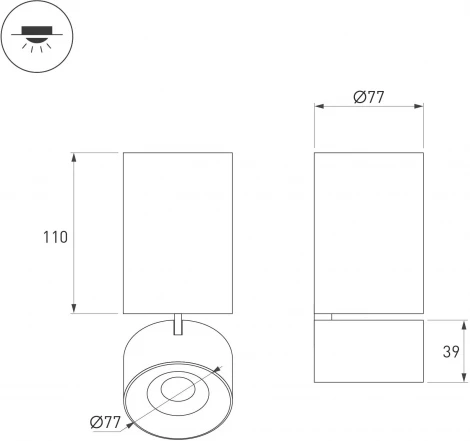Накладной точечный светильник SP-PLURIO-SURFACE-LONG-R77-9W Day4000 (BK-CHR, 36 deg, 230V) (Arlight, IP20 Металл) 040380 (LED)