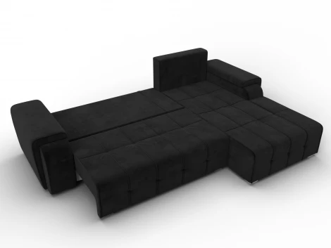 Диван угловой Лига-121 правый угол (ДСП,Брус,Велюр/Черный) Лига Диванов 137350