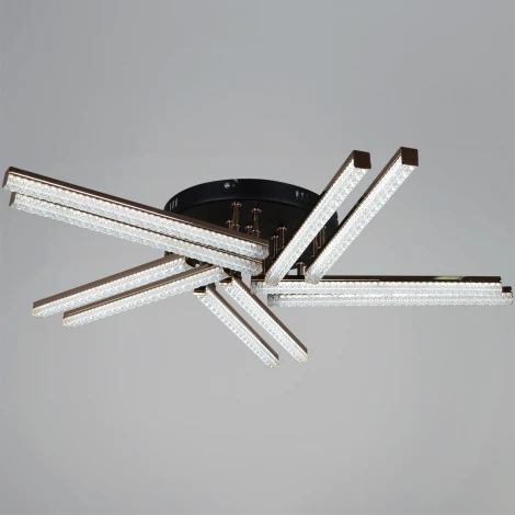 Потолочная люстра светодиодная на штанге с пультом с регулировкой цветовой температуры, яркости и ночным режимом Reluce 17090-0.3-10 BK+FG