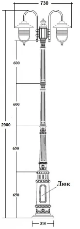 Наземный фонарь IP44 Oasis Light TITAN 84710B 10 E7 Bl (220V, фонарь)