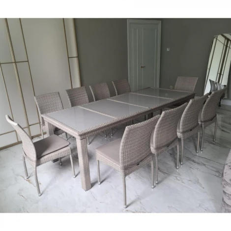 Комплект плетеной мебели Afina T438/Y380C-W85 Latte (10+1) + подушки