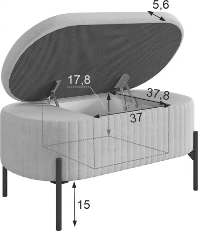 Пуф Винни Mebelson (ДСП,Велюр/Серый,Бежевый) арт.173754,2173