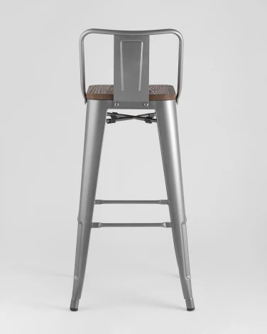 Стул барный Stool Group TOLIX WOOD со спинкой серебристый матовый УТ000000696