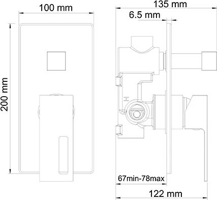 Смеситель Wasserkraft Alme 1541 С ВНУТРЕННЕЙ ЧАСТЬЮ, для ванны и душа