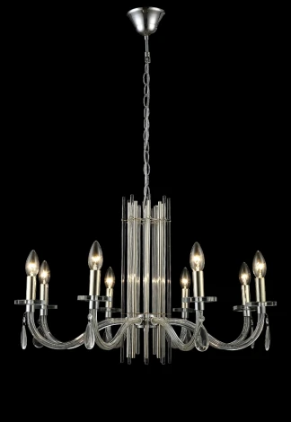 Подвесная люстра AURELIO SP8 GOLD+CHROME/TRANSPARENT Crystal Lux (220V, хрусталь, на цепи, свеча)