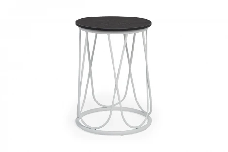 "Перу" журнальный стол из HPL круглый Ø40 H55, каркас из алюминия белый (RAL 9016) муар, цвет столешницы "серый мрамор" 4SIS D3102H-D40-Al-PER(Ral9016Mua)-4sis