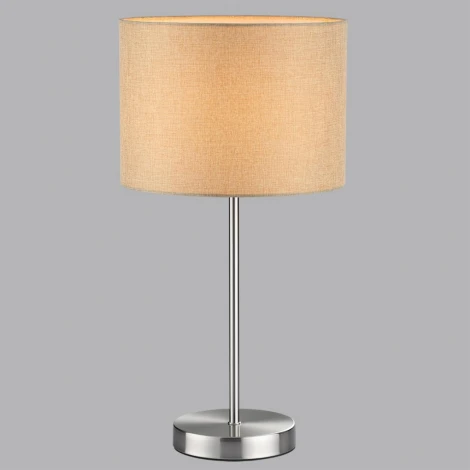 Настольная лампа Lumion Nikki 8250/1T никель/бежевый, металл/текстиль Е27 60W 220V (выключатель, круглые)