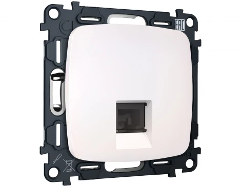 Комплект механизма Ethernet RJ-45 розетки экранированной с автоматической защитной шторкой встраиваемый (жемчуг) Ambrella Volt QUANT MO212005