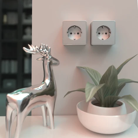 Розетка с заземлением Gallant (серебряный) Werkel W5071006 (a052773)