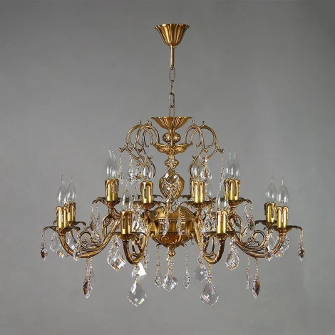 Подвесная люстра Ambiente by Brizzi Alicante 8888/8+8 AB Leaf Crystal (220V, на цепи, подсвечник, свеча)