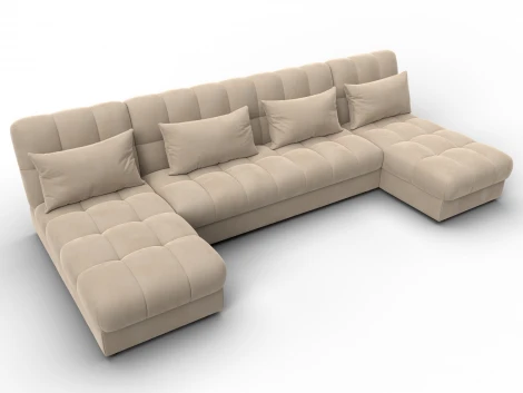 Диван П-образный Лига-116 НПБ (ДСП,ЛДСП,Велюр/Бежевый) Лига Диванов 137326