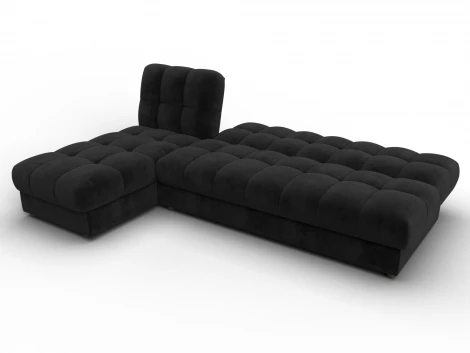 Диван угловой Лига-116 НПБ угол левый (ДСП,ЛДСП,Велюр/Черный) Лига Диванов 136956L