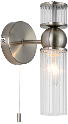 Бра с выключателем сонетка Lumion Denver 8277/1W сатин никель/прозрачный, металл/стекло Е14 1*40W 220V