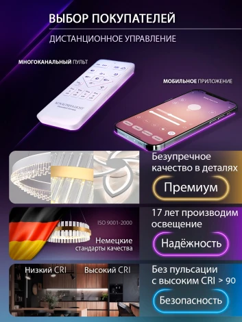 Подвесная люстра светодиодная с пультом ДУ, моб. приложением 280W, белый, LED Natali Kovaltseva INNOVATION STYLE 83148 (регулировка яркости, 220V, на проводе)