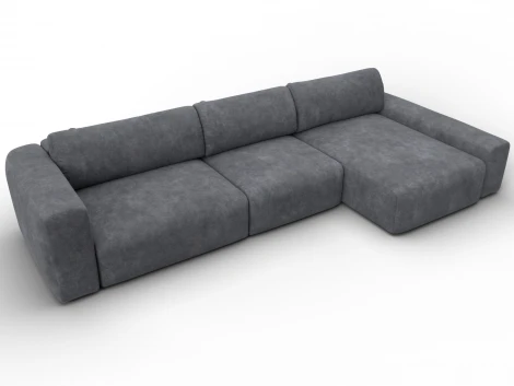 Диван угловой Лига-066 НПБ Лонг угол правый (ЛДСП,Фанера,Брус,Велюр/Темно-серый) Лига Диванов 131217