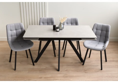 Керамический стол Вилли 140(200)х80 carmen light grey / черный 625828