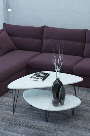 Стол журнальный Престон белый бетон/черный от фабрики Mebelik