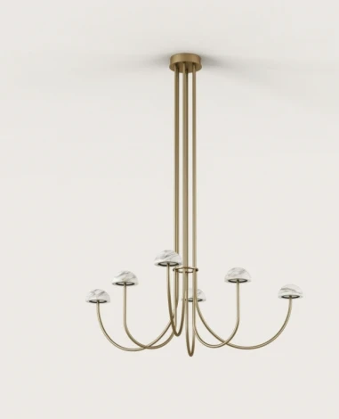 Потолочная люстра на штанге светодиодная Aromas del Campo Dussa C1307-6 Aged Gold / Matt White