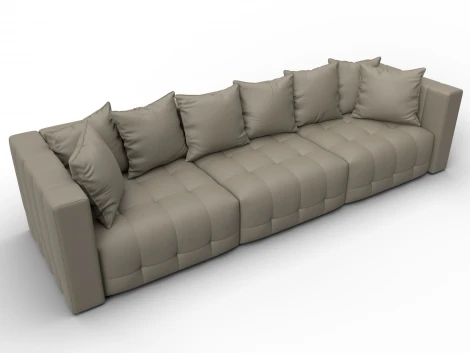 Диван прямой Лига-052 НПБ Лонг (ЛДСП,Брус,Фанера/Пластик/Экокожа/Бежевый) Лига Диванов 129906