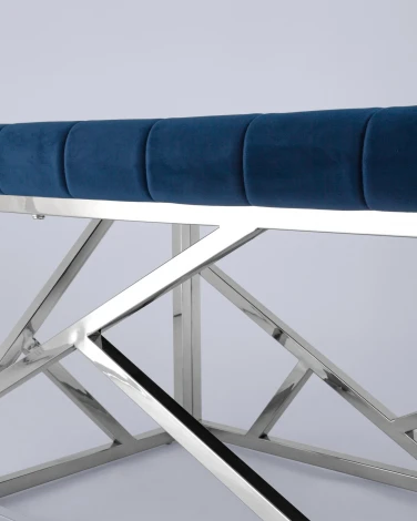 Банкетка-скамейка Stool Group АРТ ДЕКО велюр синий сталь серебро УТ000001880