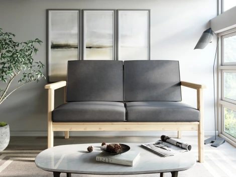 Диван Arsko прямой Лориан М сосна велюр серый