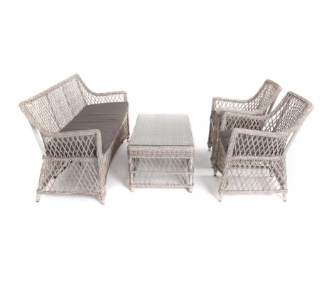 Лаунж-зона из искусственного ротанга на 4 персоны, цвет бежевый 4SIS Асти AS2C2JT-4-SET beige