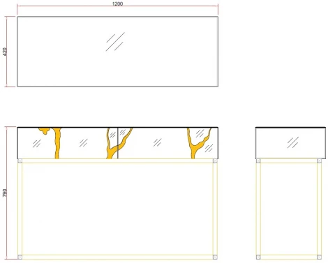 Консоль зеркальная c золотым декором 120*42*79см Garda Decor арт.KFG197