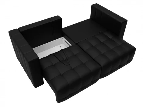 Диван прямой Лига-052 НПБ (ЛДСП,Брус,Фанера/Пластик/Экокожа/Черный) Лига Диванов 129904