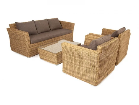Лаунж-зона из искусственного ротанга, цвет соломенный 4SIS Капучино KS3С2T-4-SET