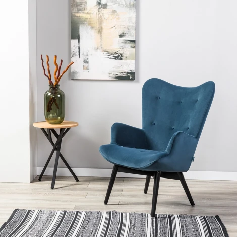 Кресло Хайбэк синий/венге R-Home арт.4101060120h_Blue_венге