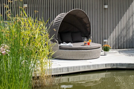 Плетеная кровать круглая, цвет бежевый 4SIS Стильяно YH-L618W beige