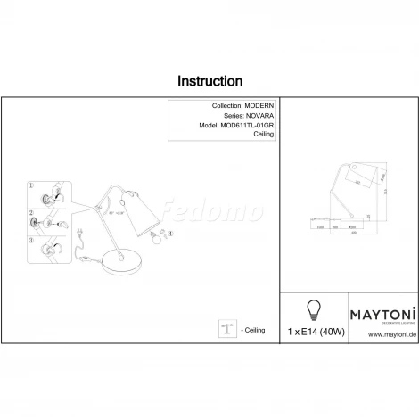 Интерьерная настольная лампа Maytoni Novara MOD611TL-01GR