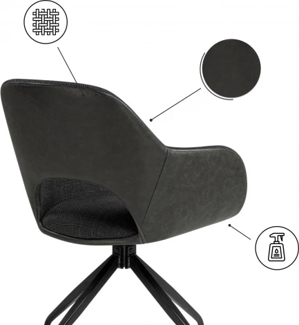 Стул на металлокаркасе Woodville Memfis graphite / black арт.15838