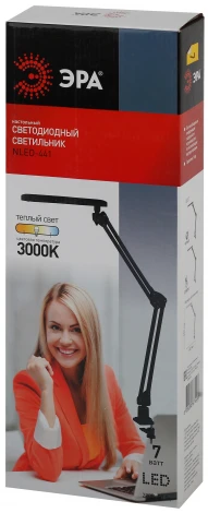 Офисная настольная лампа на струбцине Эра NLED-441-7W-S (220V, выключатель)