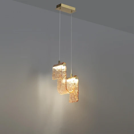 Подвесной светильник светодиодный Odeon Light Flow 5105/11L золотой брашинг/янтарный металл/стекло LED x 11W 4000K (220V, на проводе)