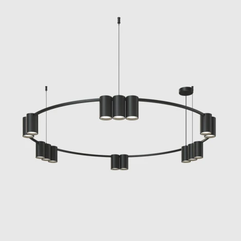 Подвесной светильник Denkirs Orbit DK4067-BK 15xGU10 LED до 15 Вт, черный матовый (220V, на тросе, кольцо)