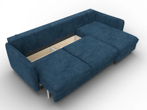 Диван угловой Лига-064 НПБ угол универсальный (ДСП/Дерево/Велюр/Синий) Лига Диванов 129643