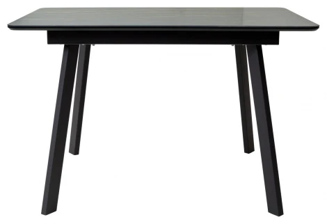 Стол АРУБА 120 нераздвижной МОНБЛАН, стекло/ ЧЕРНЫЙ каркас