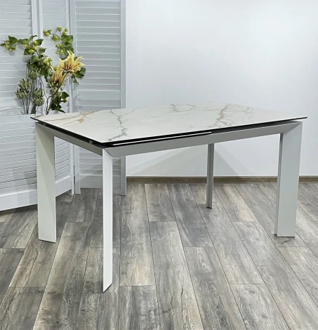 Обеденный стол M-City CREMONA 160 KL-188 Контрастный мрамор / белый каркас