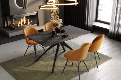 Стол раскладной Sheffilton SHT-T76 Серый мрамор/черный 4278266902