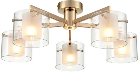 Потолочная люстра на штанге Lumion Verdi 6587/5C золото/прозрачный, металл/стекло E14 5*40W 220V (круглые)