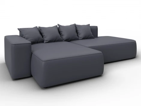 Диван угловой Лига-065 угол левый (ДСП/Пластик/Экокожа/Серый) Лига Диванов 129805L