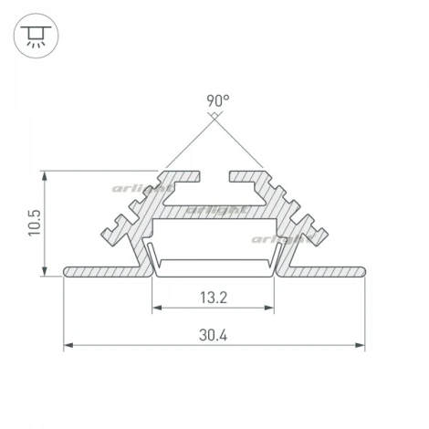 Профиль PHS-V-2000 ANOD (Алюминий) 013212 Arlight